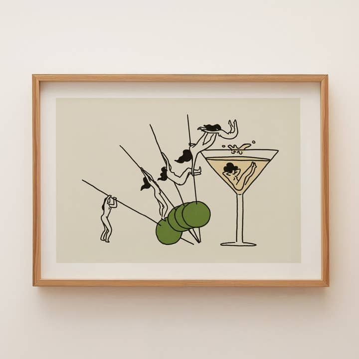 Tumbleweed Design Studio - Wholesale Art Print - "Pole Vault" Vintage Martini Wall Art Print0