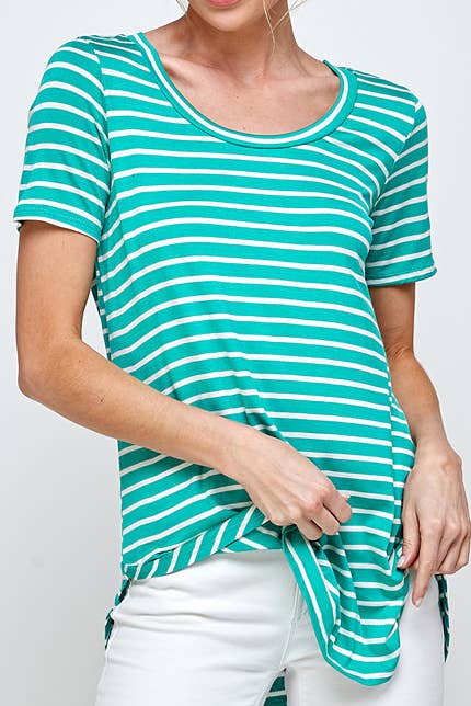 A.gain – wholesale Tunic – Women’s – 10183SS05 Striped Short Sleeve Scoop Neck Top5
