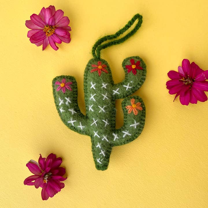 Ornaments 4 Orphans - Wholesale Ornament - Cactus Embroidered Wool Christmas Ornament1