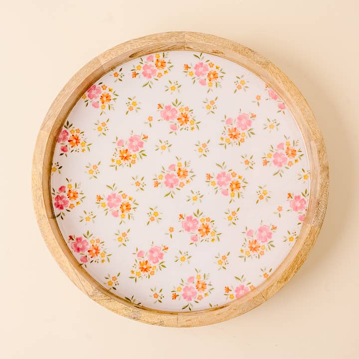 Large Round Wood Enamel Tray-Endless Daydream Cream for wholesale by The Darling Effect