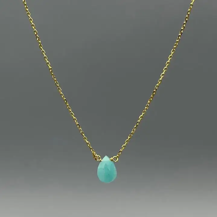 Something Silver – Großhandel Kette mit Anhänger/Charm – Zarte Tropfen-Edelstein-Halskette1