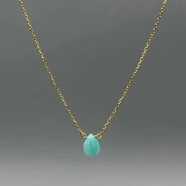 Something Silver – Großhandel Kette mit Anhänger/Charm – Zarte Tropfen-Edelstein-Halskette1