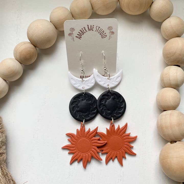 Celestial Clay Earrings, Boho Clay Earrings, Trendy Earrings for wholesale by Amber Rae Studio