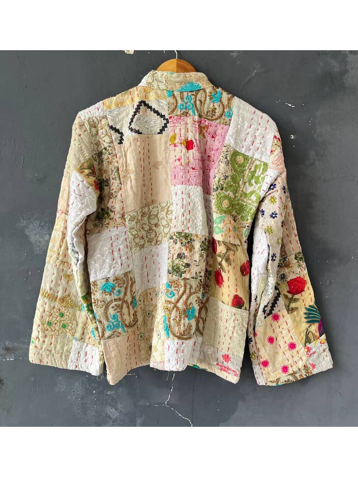 Bhawana Handicrafts - Wholesale Jacket – Women's - Floral Embroidery Women Kantha Jacket Patchwork Short Jacket3