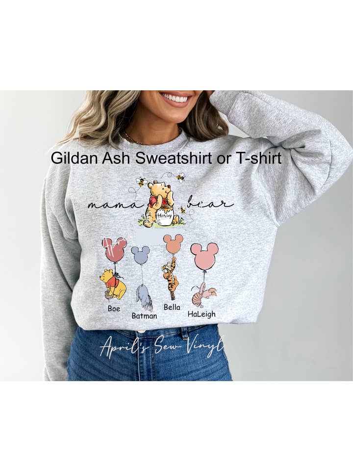 April's Sew Vinyl - Wholesale Graphic Sweatshirt - Women's - Pooh Bear Custom Shirt