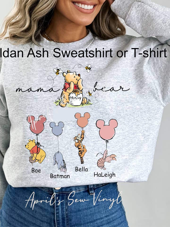 Pooh Bear Custom Shirt for wholesale by April's Sew Vinyl