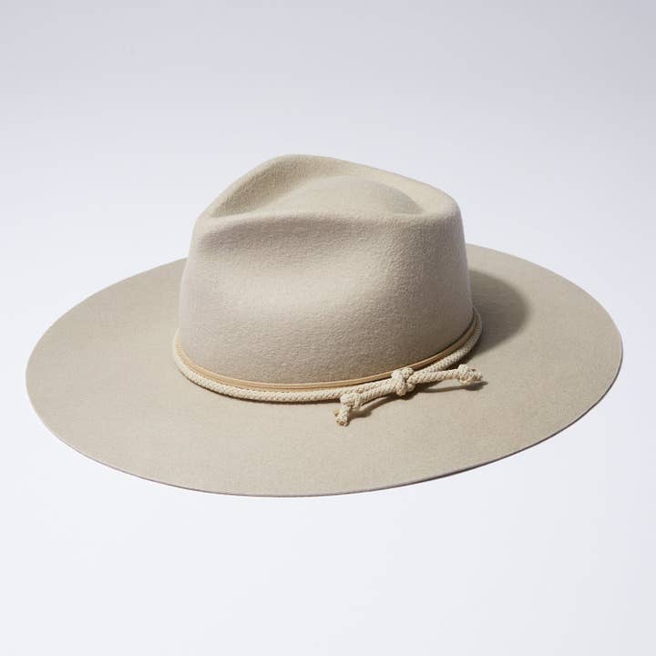 The Teardrop | Silver Sand with Layered Suede for wholesale by HEADS OF STATE HAT CO.
