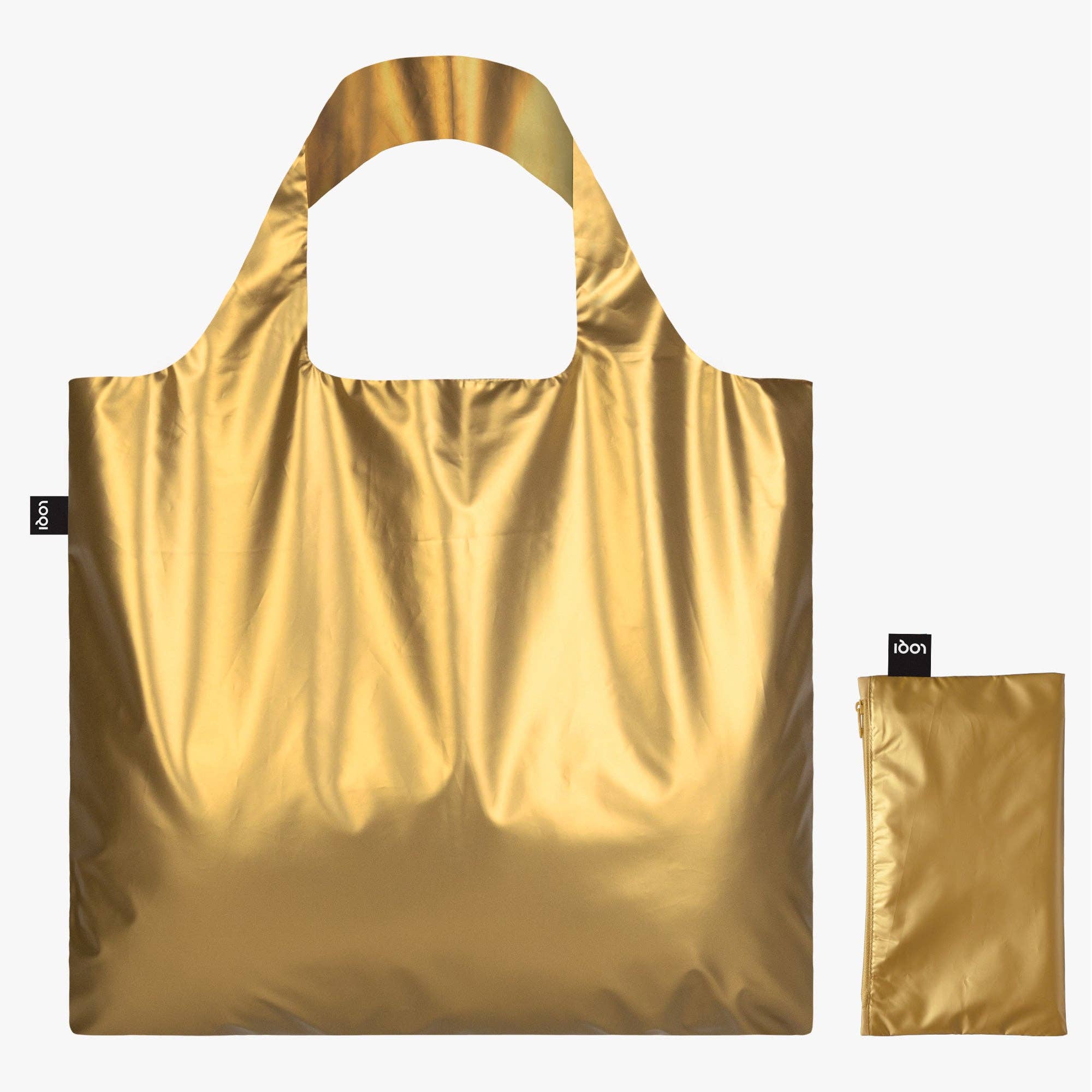 LOQI – Großhandel Tragetasche – Unisex – Metallic goldene Tasche mit Reißverschlusstasche1