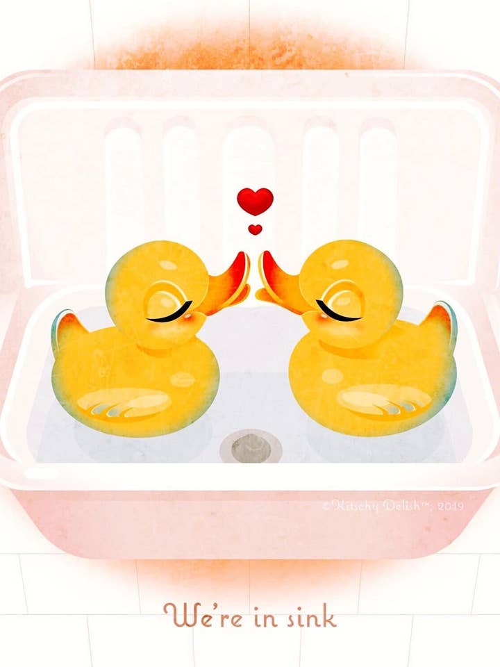 We’re in Sink Cute Punny Bathroom Wall Art Print for wholesale by Kitschy Delish