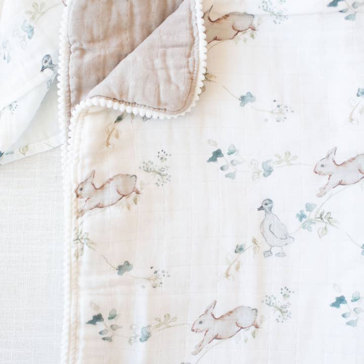 Fawn & Foster - Wholesale Quilt - Kids & Baby - Organic Muslin Gauze Quilt Baby Blanket | Ivy Hollow Bunny