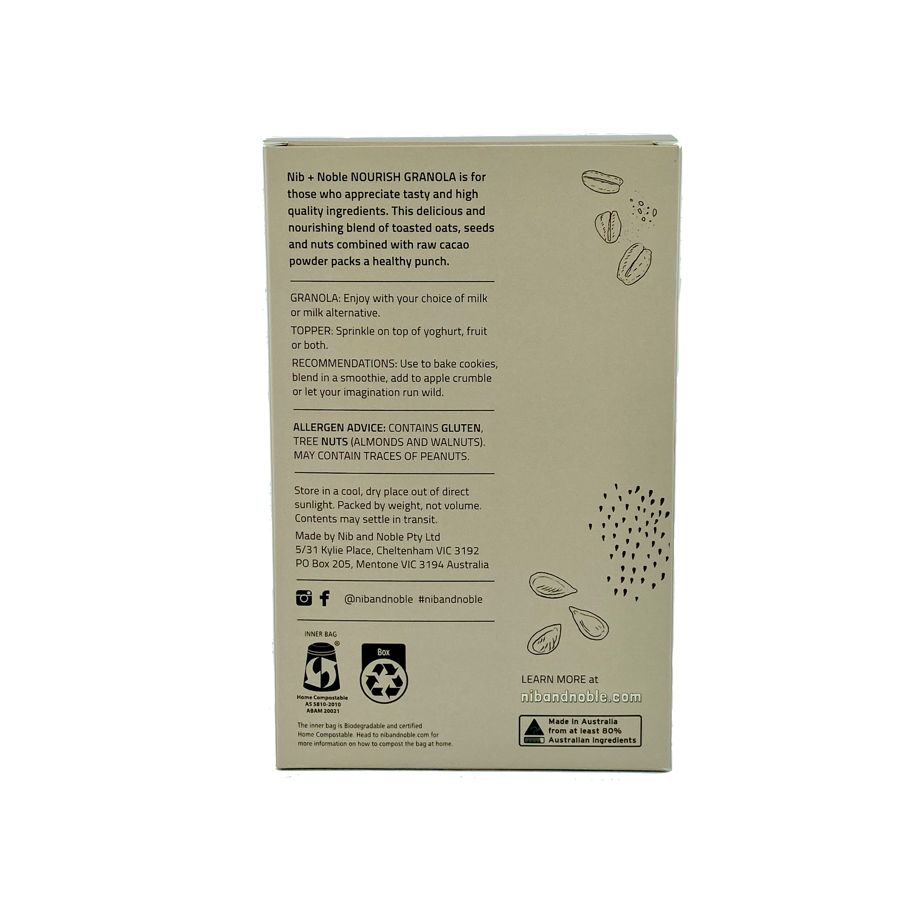 Nib and Noble - Wholesale Granola - Organic Nourish Granola with Raw Cacao1