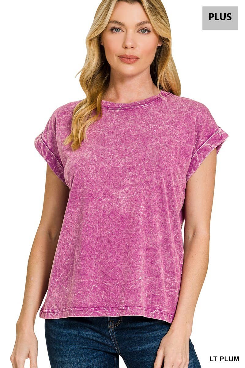 Vanilla Monkey - Vente Haut en maille – femme - T-shirt à manches courtes pliées, col rond, effet froissé Plus18