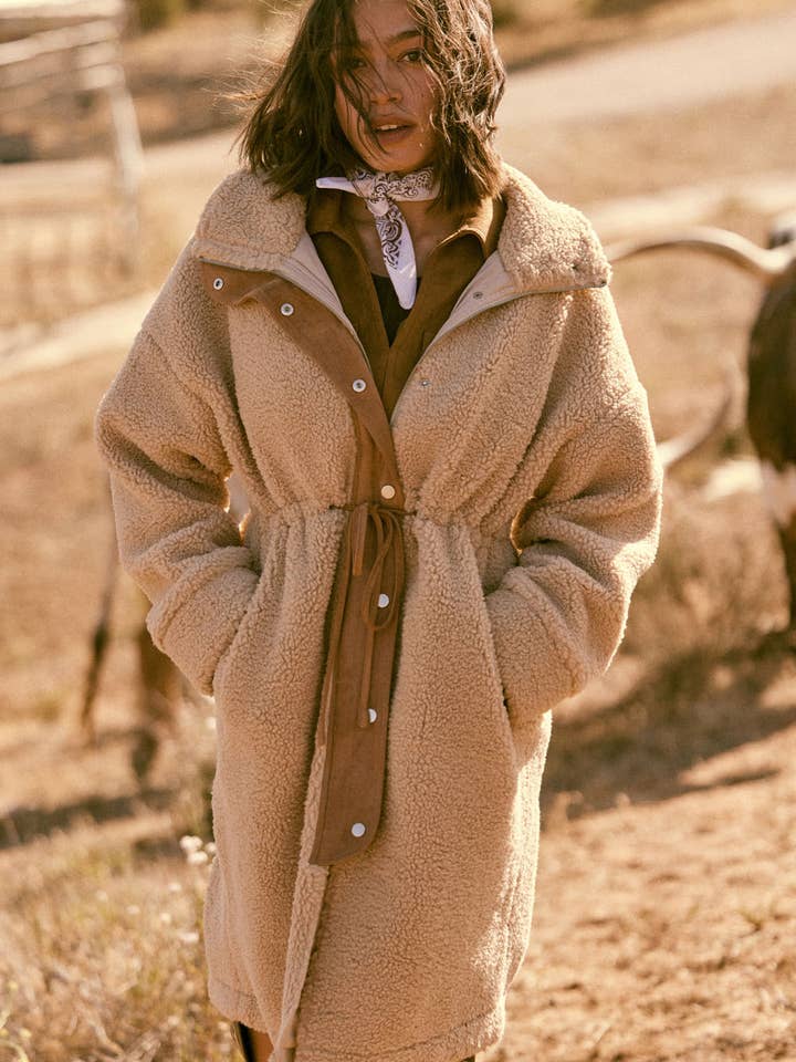 Faux Shearling Zip-Up Drawstring Knee-Length Coat and other Purchase Wholesale sherpa coat. Free Returns & Net 60 Terms on Faire trending on Faire.