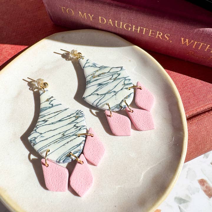 Anam Cara Clay Goods - Wholesale Dangle Earrings - Marbled Cherish Drop Earrings-Polymer Clay5