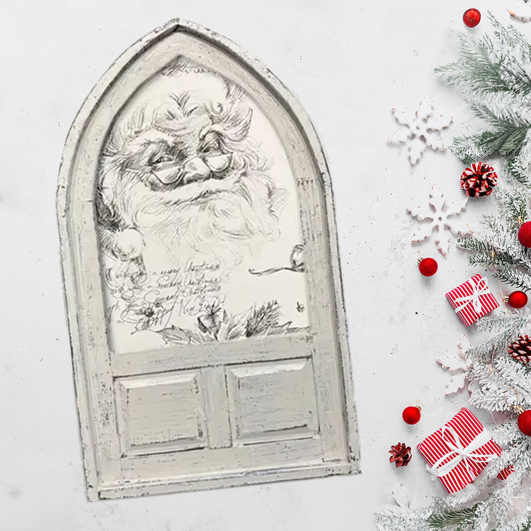 Jarmz Designs – wholesale Christmas Wall Art – Small Arched Framed Canvas Vintage Santa Wall Accent2