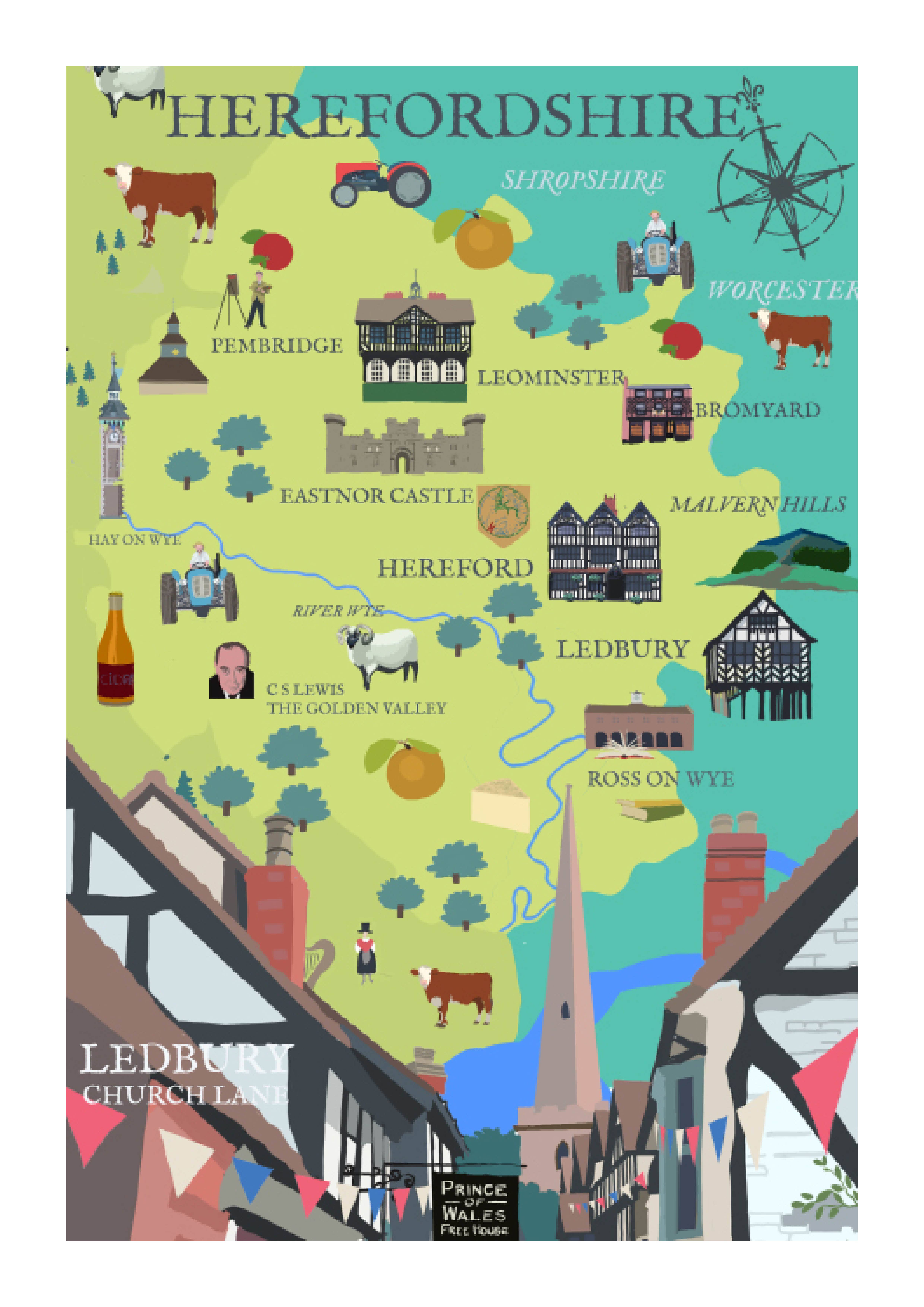 BETTY BOYNS MAPS - Vendita all'ingrosso Calamite - Magnete da Frigo con Mappa Illustrata18