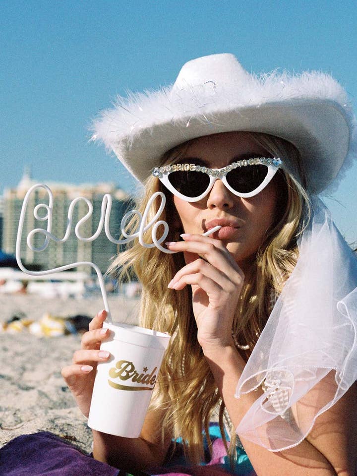 White Bride Straw | Bachelorette, Wedding, Bridal Shower for wholesale by xo, Fetti