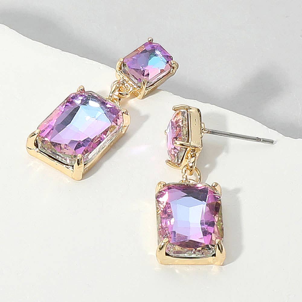 Sensibling Corp. - Vendita all'ingrosso Orecchini pendenti - Orecchini Pendenti da Sera con Gruppo di Pietre di Vetro Rettangolari7