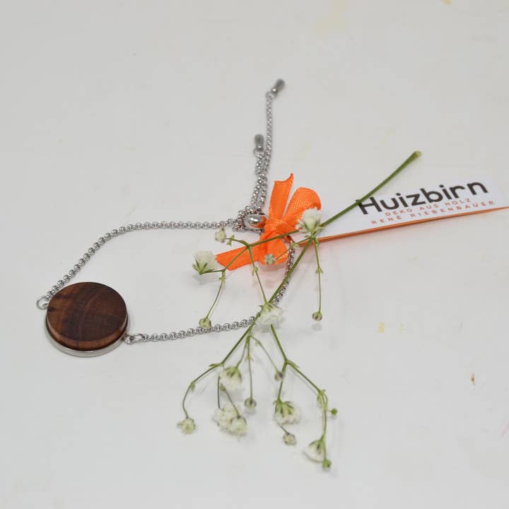 Bracciale in legno fatto a mano 2 cm prugna in acciaio inossidabile per la vendita all'ingrosso da parte di Huizbirn