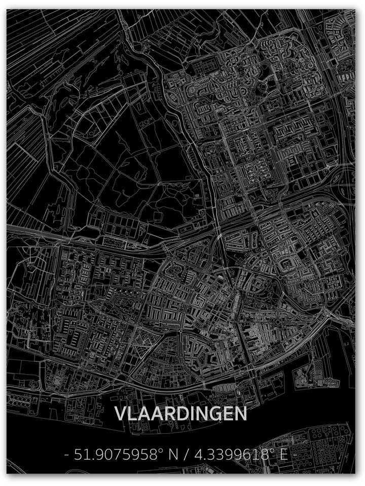 Citymap Vlaardingen | Wanddekoration aus Aluminium für den Großhandel von Brandthout.