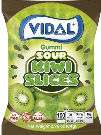(S3-02) PegBag-Vidal Saure Kiwi-Scheiben 3,5oz (100g x14 Einheiten) für den Großhandel von iSweet.ca