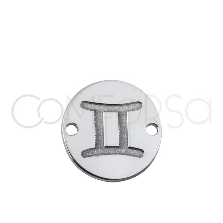 COM FORSA SL - Wholesale Individual Charm/Pendant - Sterling Silver 925 Gold-Plated Horoscope Connector Gemini B