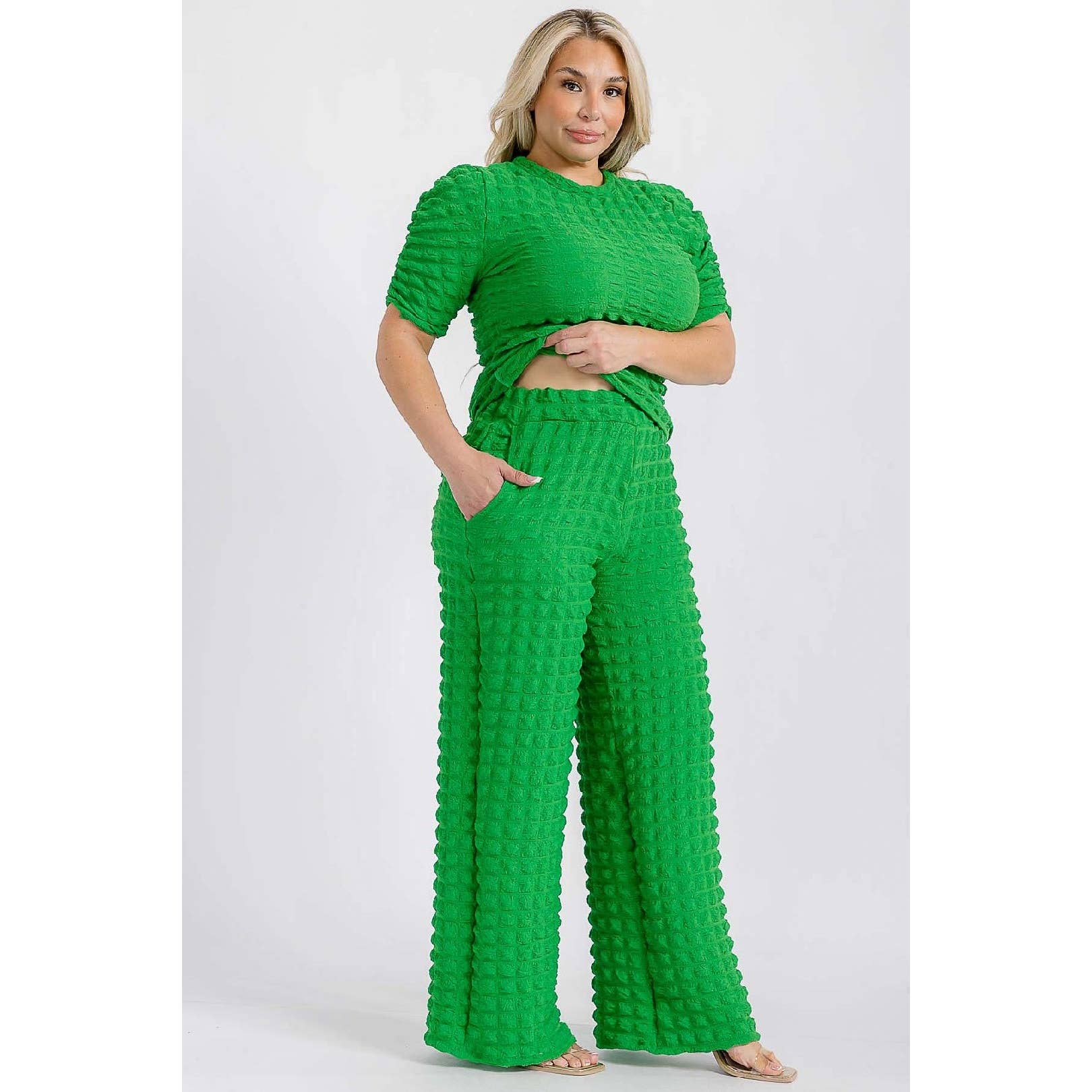 omgstyles – Conjunto de top e calça (roupa NÃO Casual) - Mulher por atacado – CONJUNTO DE TOP E CALÇAS EM TECIDO DE MALHA PLUS SIZE4