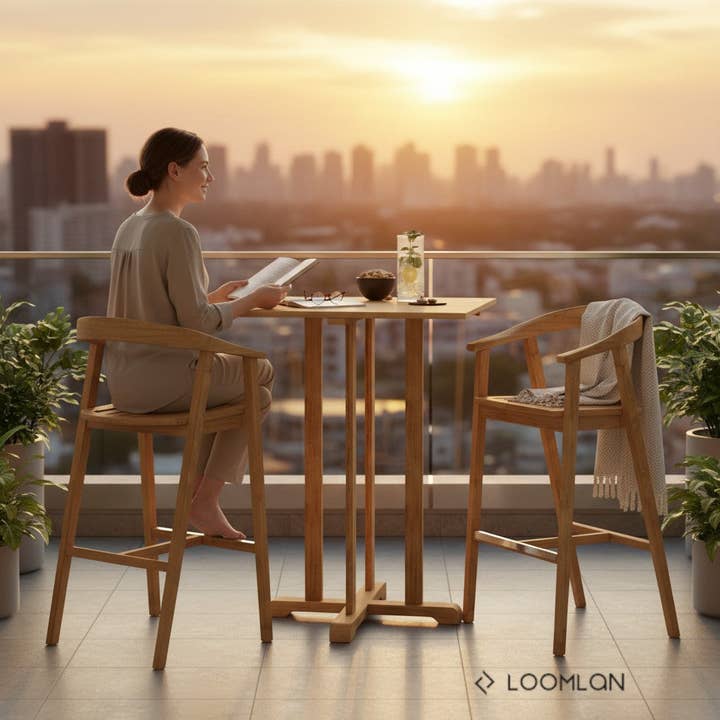 LOOMLAN - Wholesale Patio set - La Costa Teak Patio Square Bar Dining Set 3PC1