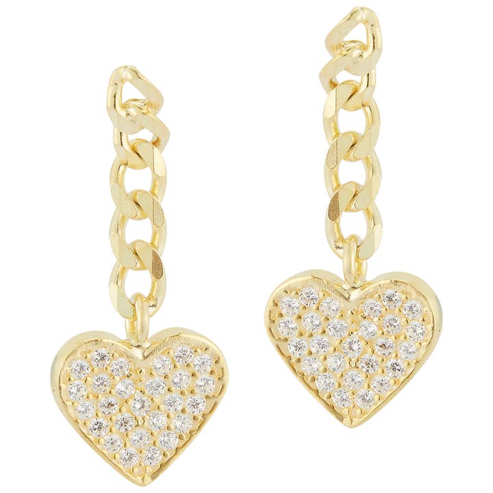 Pave Heart Drop Earrings for wholesale by Glaze Jewelry