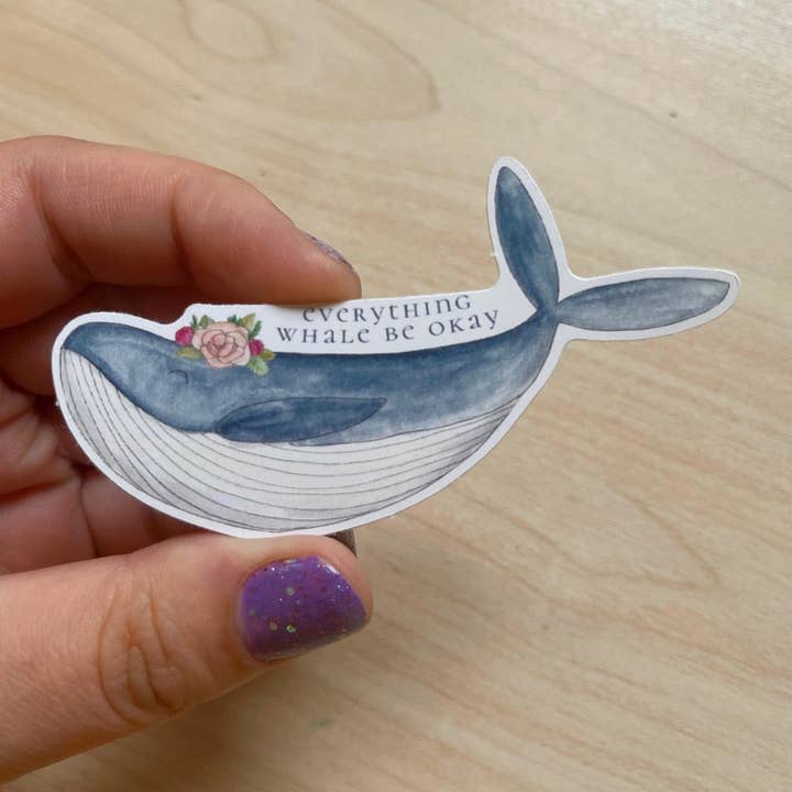 Tudo Whale Be Okay Eco Autocolante por atacado de The Curious Cactus