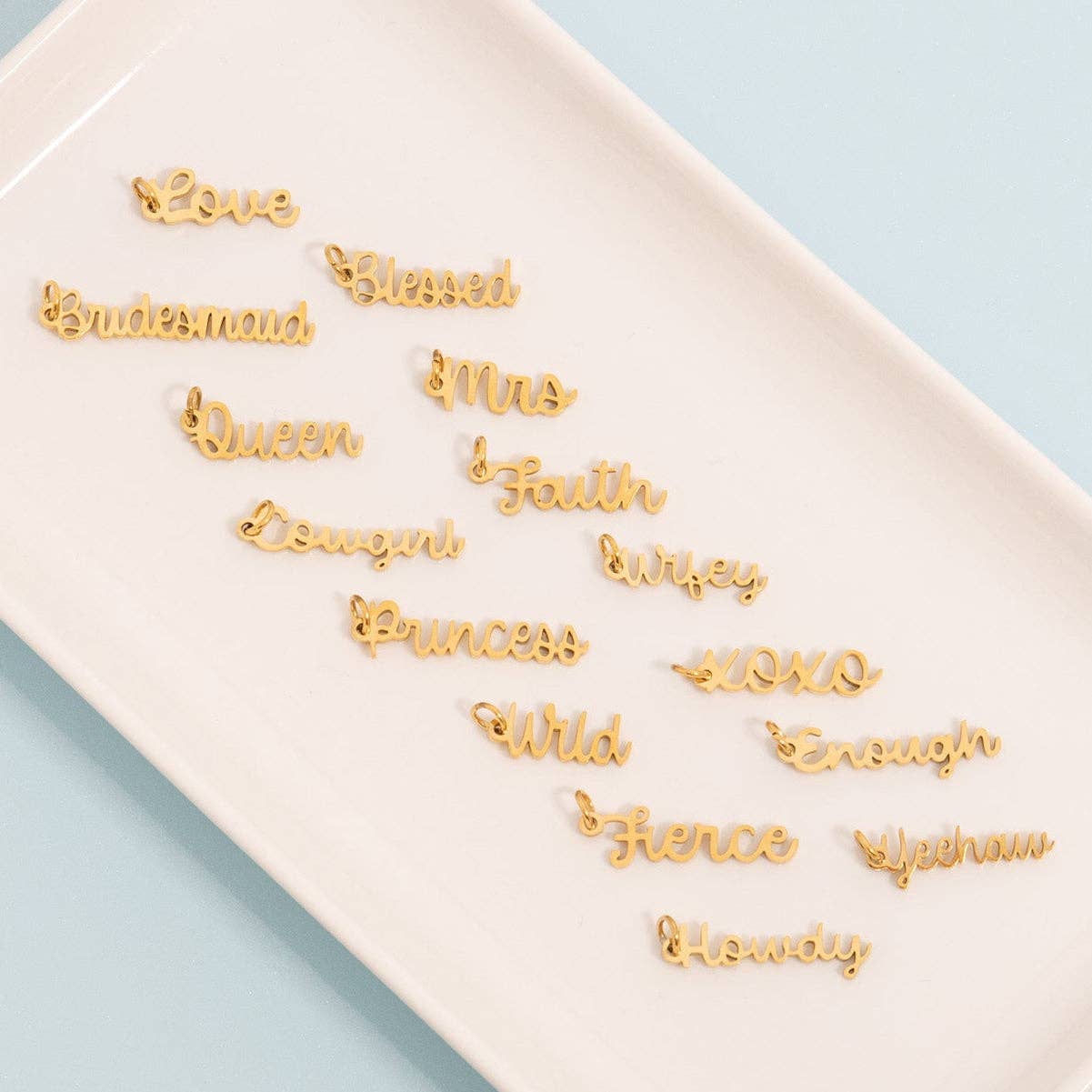 WJW - Wholesale Individual Charm/Pendant - 18K Gold PVD Stainless Steel "Wifey" Charm7