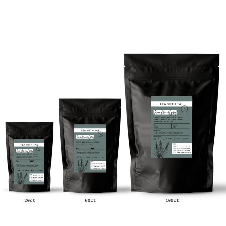 Tea with Tae - Wholesale Tea Bags - Lavender Earl Grey Black Tea Pouch (20, 60, or 100 tea bags)