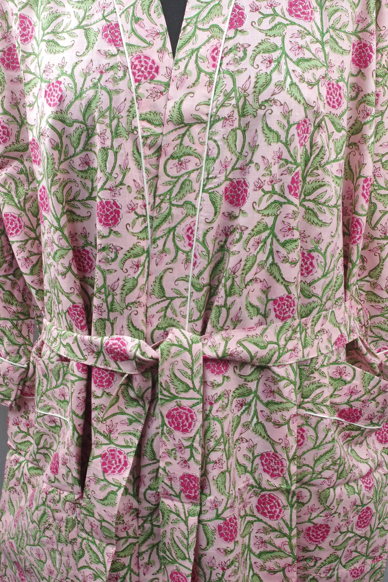 Kantha Decor – Engroshandel Kimono - Dame – Bomuld Kimono Badekåbe - Lyserøde Roser 2