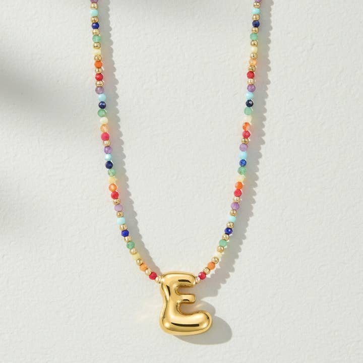 Cape Diablo - Vente Colliers à pendentif - Collier Initiale Lettre Arc-en-ciel à Bulles pour la Saint-Valentin3