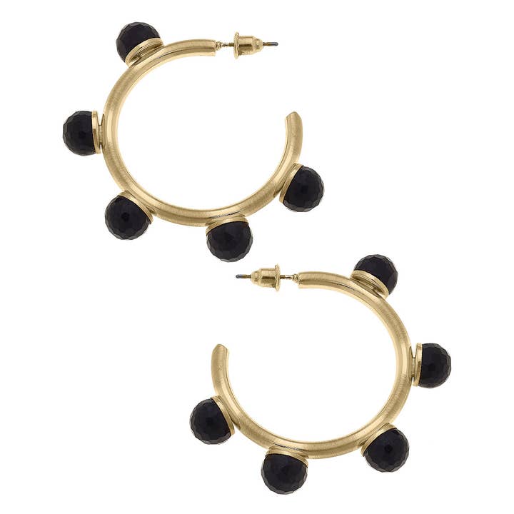 Canvas Style - Wholesale Hoop Earrings - Allison Resin Beaded Hoop Earrings