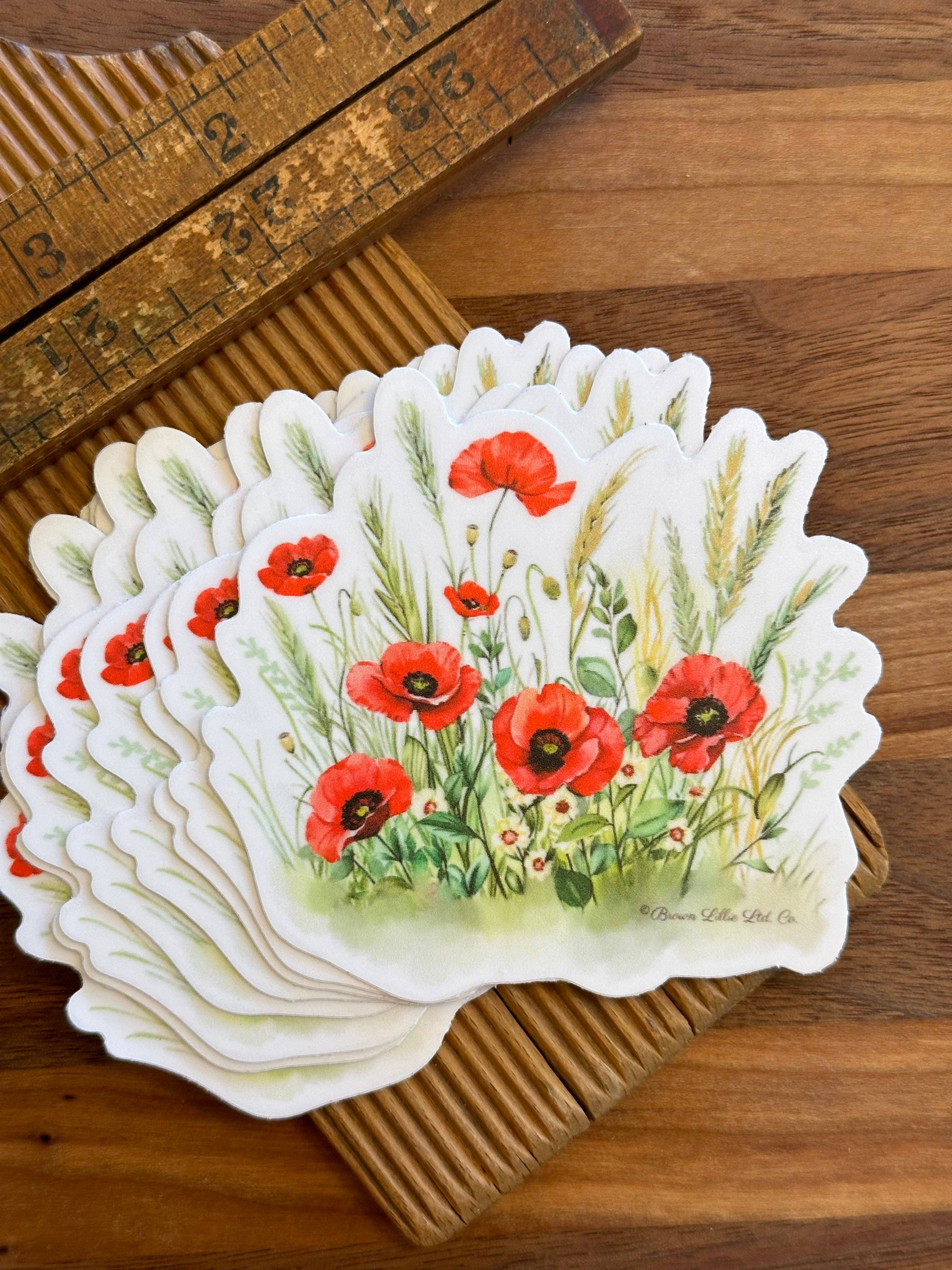 Brown Lillie - Wholesale Sticker - Red Poppy: 3" Waterproof Vinyl Sticker | August Birth Flower8