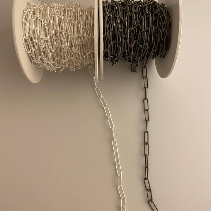 Purity Beads - Wholesale Craft Supplies - 925 Sterling Silver Chain, Rectangular Chain Twisted Wire . Machine made Chain, Size 11.4mmX4.2mm, 1 Foot1