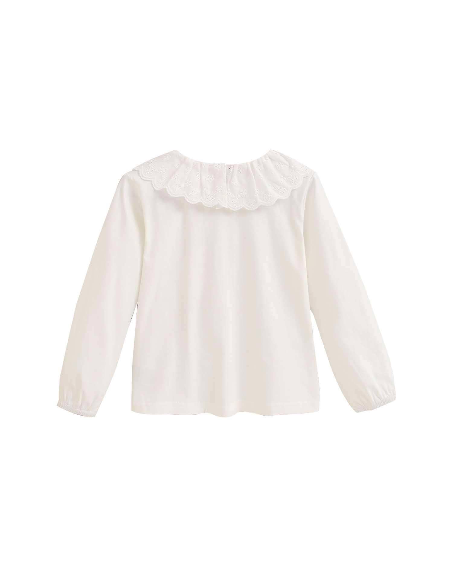 Blank Girls' White Long Sleeve Blouse with Ruffle for wholesale on Faire1