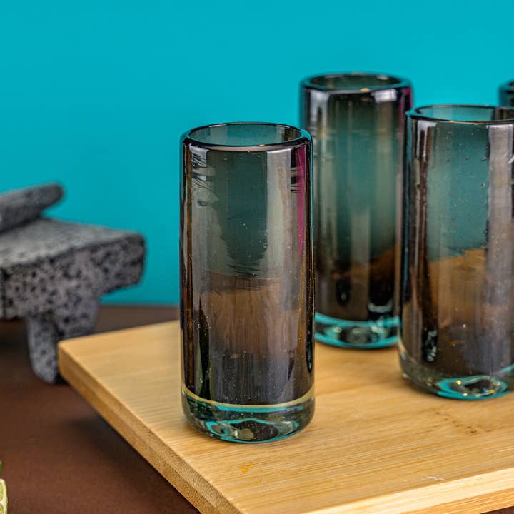 MEXTEQUIL - Wholesale Shot Glass - MEXTEQUIL Hand-Blown Shot Glasses - Set of 4 - 2 Oz-Smoke3