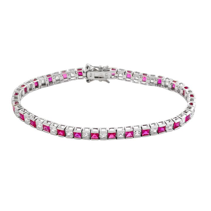 Pulseira de zircônia cúbica de prata esterlina (1905-R) por atacado de Genevive