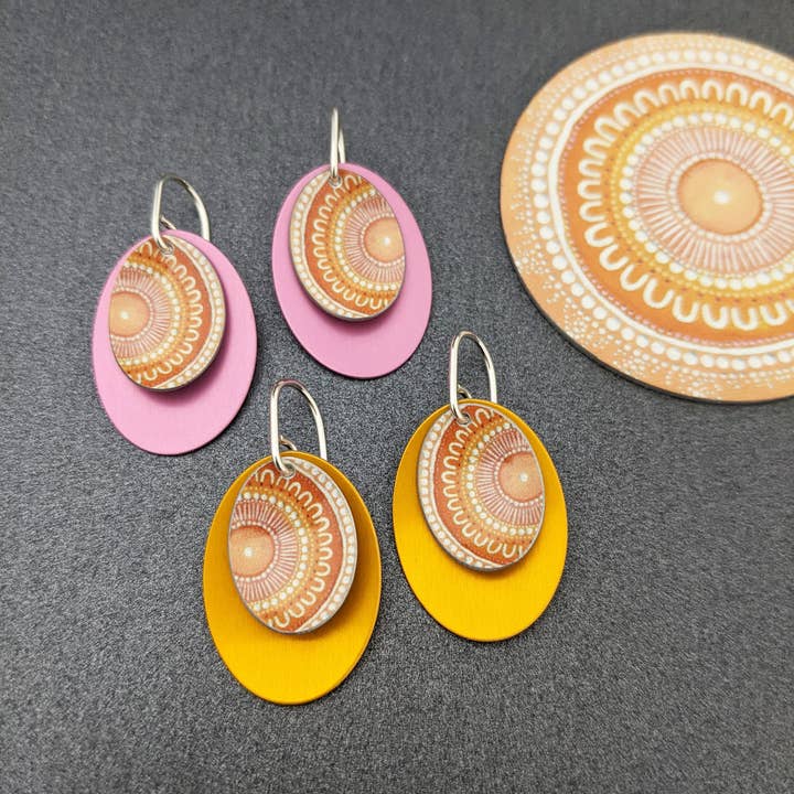 erin.k creative studio - Wholesale Dangle earrings - KOORIE TALES - Sunset Meeting double oval earrings3