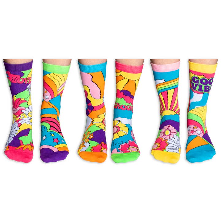 Sock Academy – wholesale Socks – Unisex – HIPPY GO LUCKY | 6 Odd Socks Gift Box - United Oddsocks