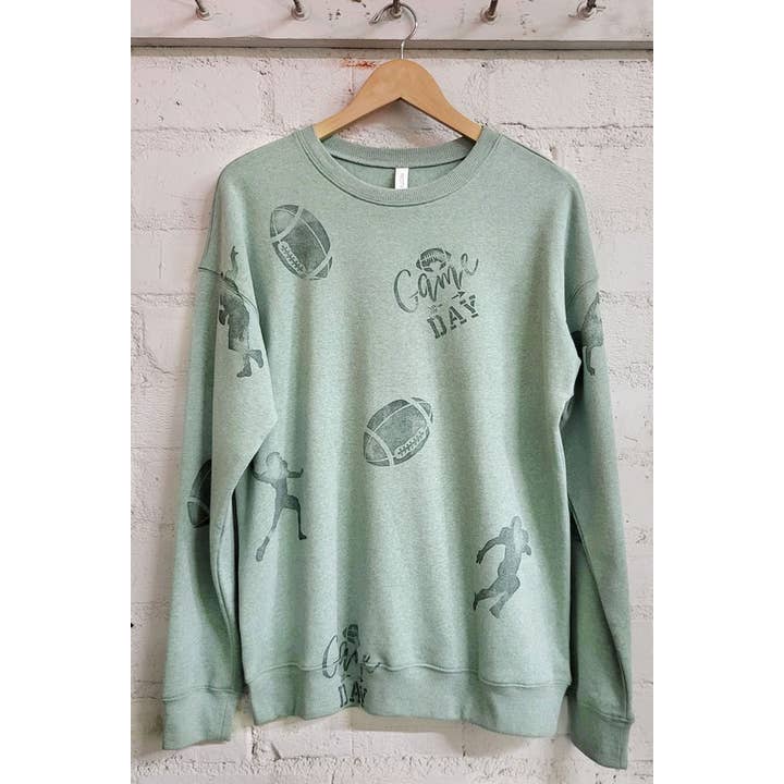 ALLOVER HAND STAMPED FOOTBALL GRAPHIC SWEATSHIRTS for wholesale by The Beautyfull Box