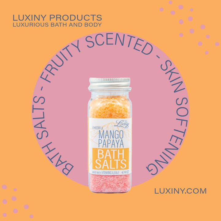 Luxiny Products - Luxurious Bath and Body - Wholesale Bath Salts - Bath Salts | Mango Papaya | 4 oz | Bath Salts Soak