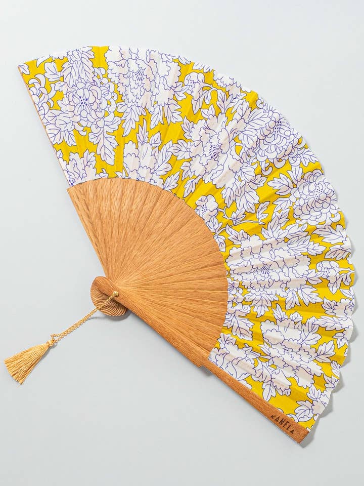 Solfjäder Chloe gul för wholesale av Kanela Fans