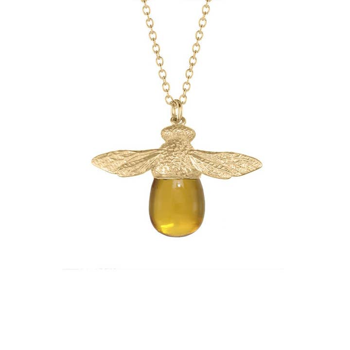 Bee Gemstone Necklace-Nature Inspired-Handmade in Hawaii for wholesale by Catherine Weitzman