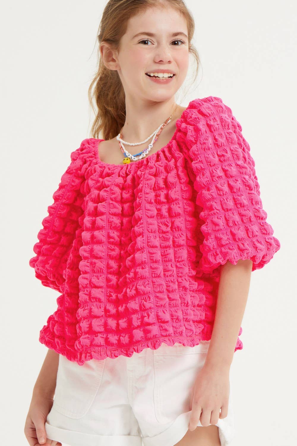 Good Girl - Wholesale Knit Top - Kids - Embossed Bubble Texture Balloon Sleeve Top13