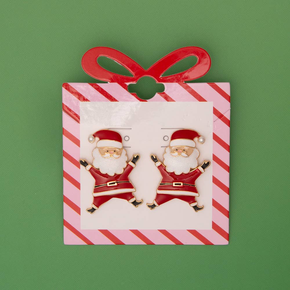 SP Sophia Collection - Wholesale Stud/Post Earrings - Christmas Enamel Santa Claus Post Earrings1