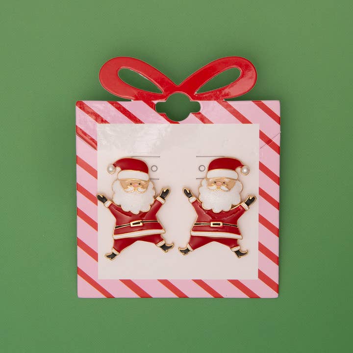 SP Sophia Collection - Wholesale Stud/Post Earrings - Christmas Enamel Santa Claus Post Earrings1