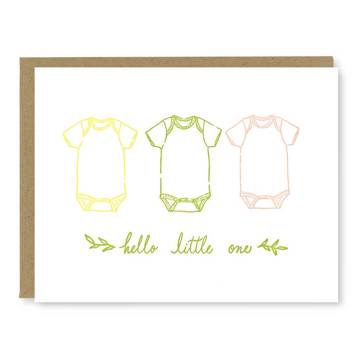Carte pour bébé Onesie | Carte pour bébé Letterpress pour la vente par Kindred Letterpress